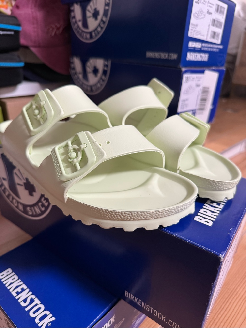 Birkenstock Kids Two-Strap EVA Sandals in Light Green